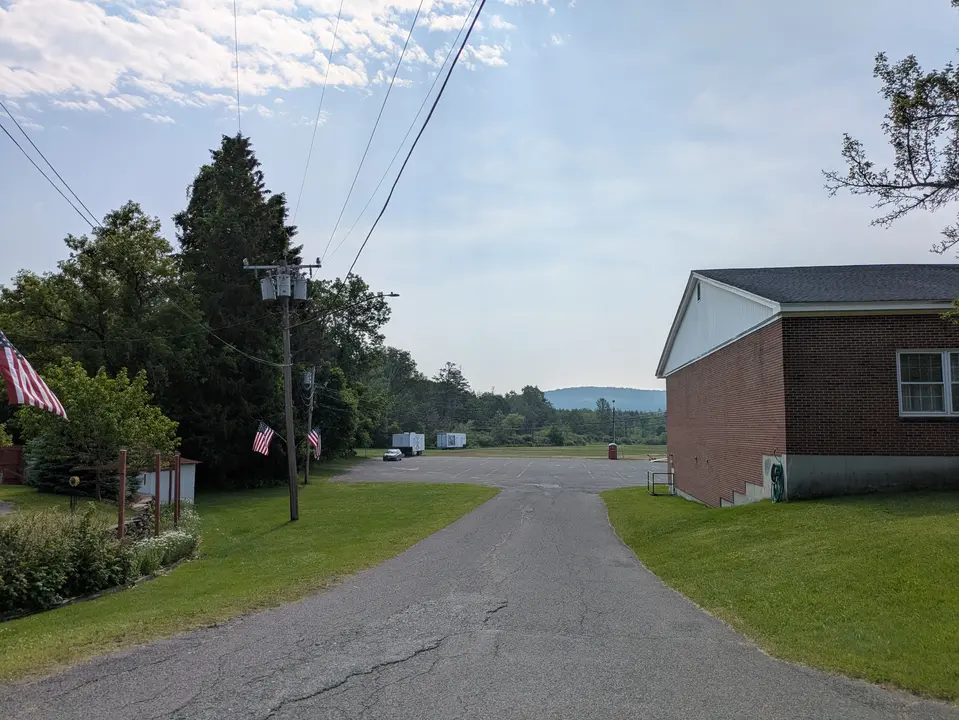 Entrance to the parking lot seen from North St
