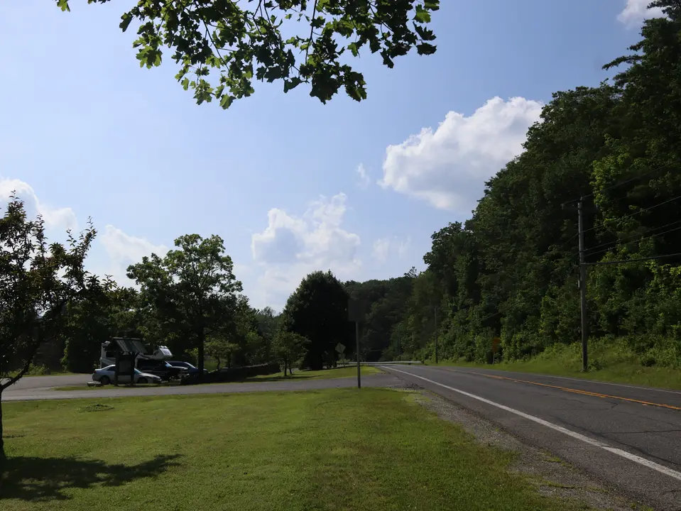 Parking for the Appalachian Trailhead at Jacobs Ladder (left) off Route 20.