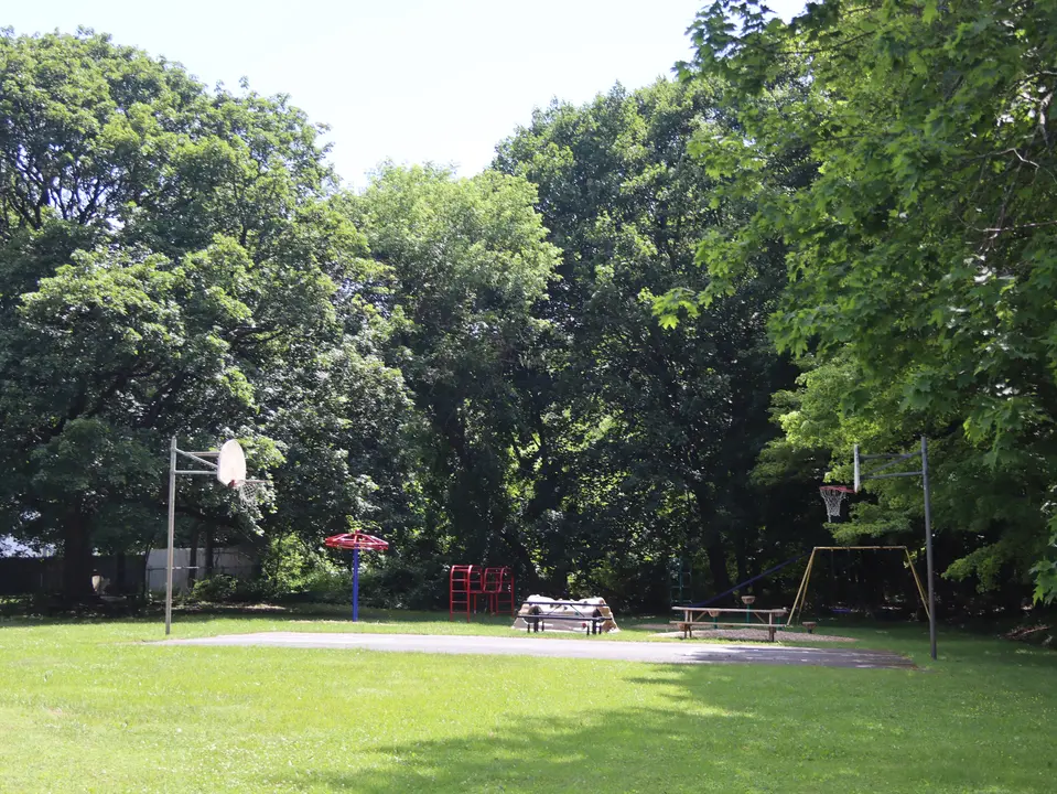 Bradley Street playground features, which are accessible by grass.