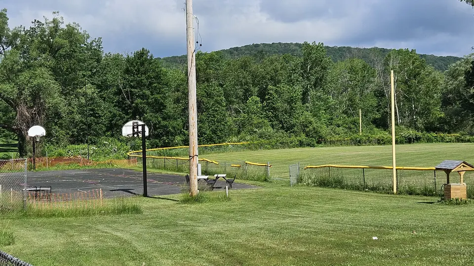 The entrance to the field seen on the right