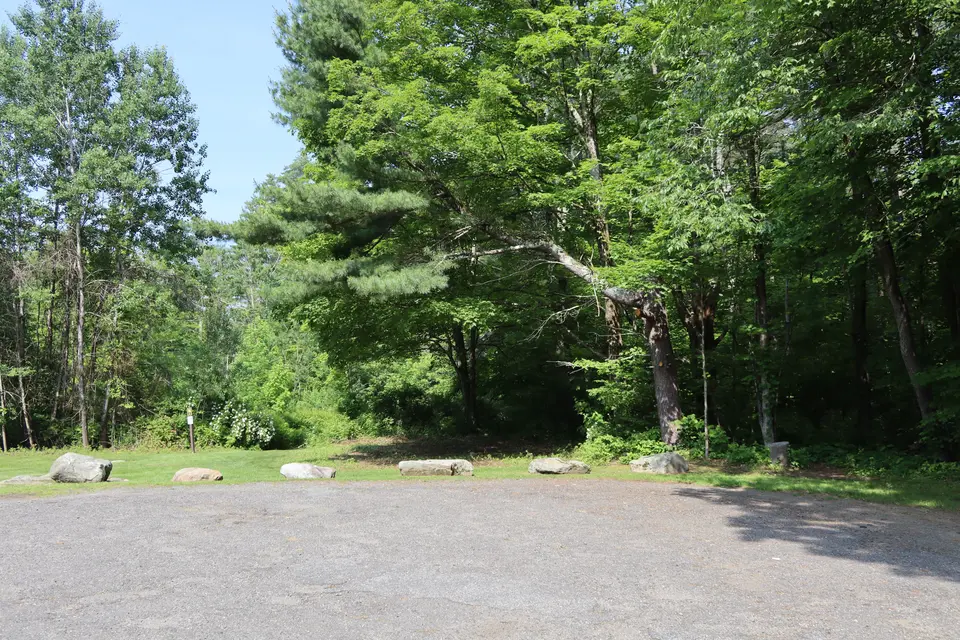 The parking lot on the Connecticut side of the park providing extra parking. Parking here requires a .5-mile trek to the falls.