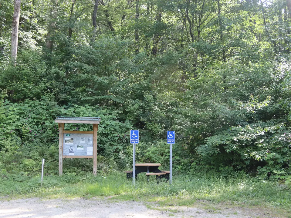 2 accessible parking spaces in the parking area for Goose Pond Reservation.