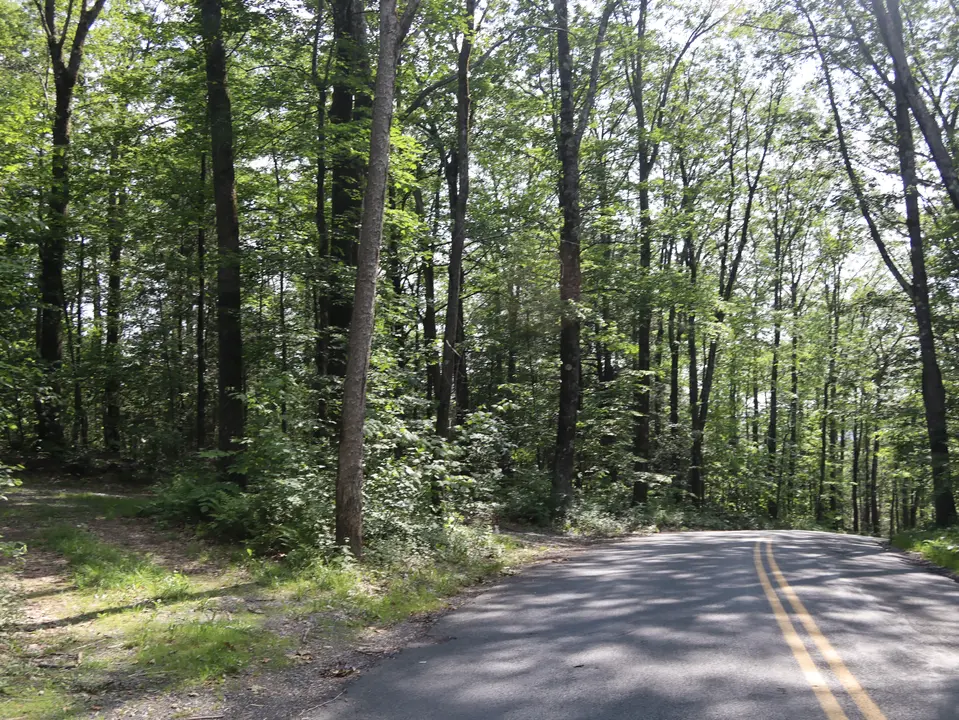 Parking area for the Finnerty trail (left) off Becket Road (right)