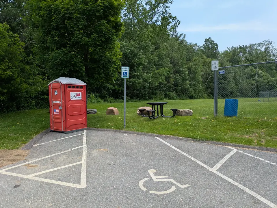 Accessible parking spot on the upper end of the parking lot