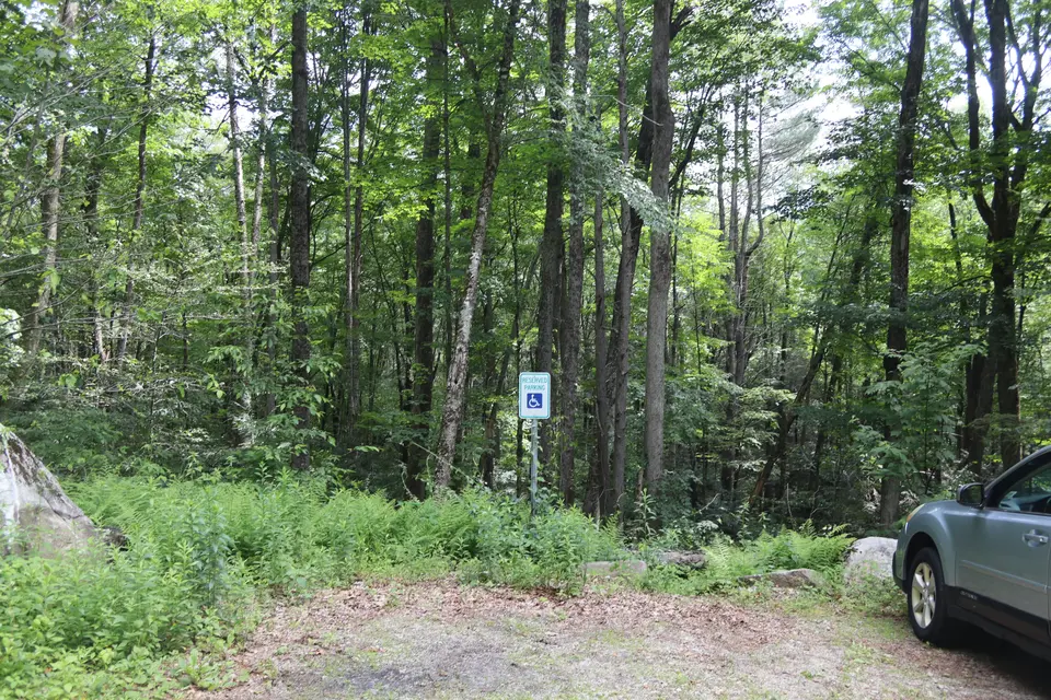 An accessible parking space in the Hanging Mountain parking area.