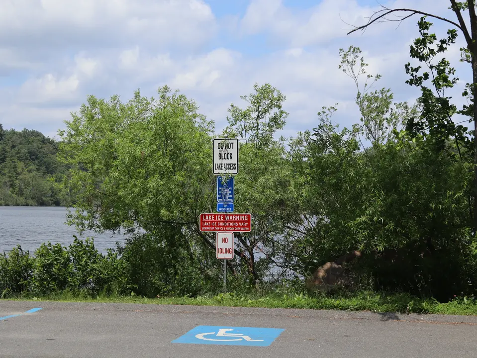 Accessible parking space at the Lake Mansfield Boat Ramp.