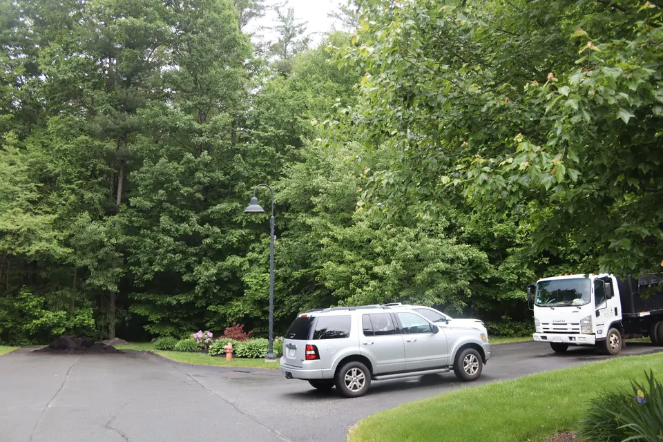 Private parking for the trail at the end of Evergreen Trail.