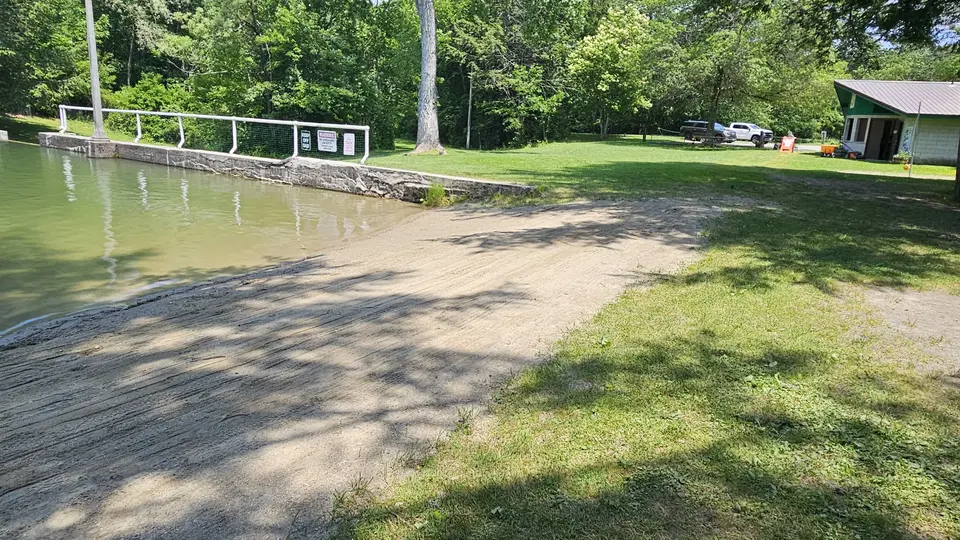 The compacted gravel leading to the water shore