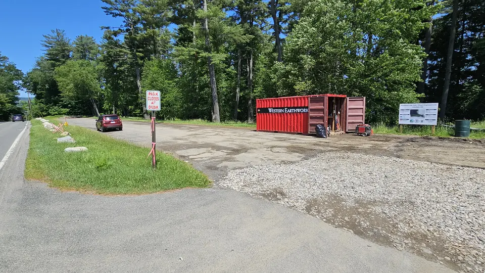 The entrance to the parking lot