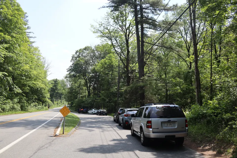Parking for the Race Brook Falls trail. South Undermountain Road lies to the left.