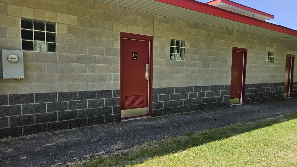 The restrooms.