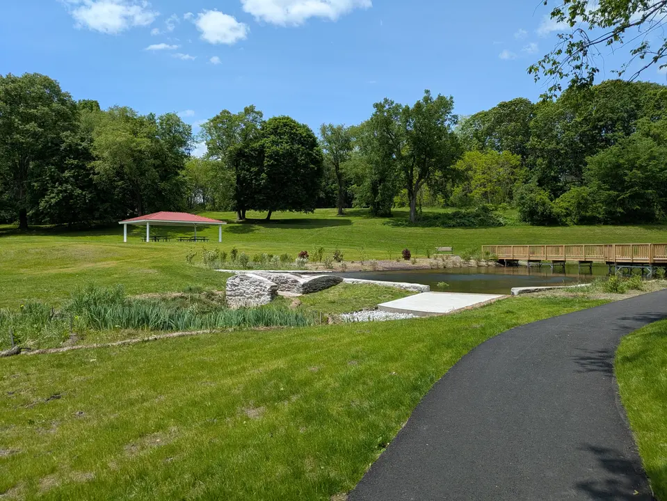 View of the new pond and accessible walking path