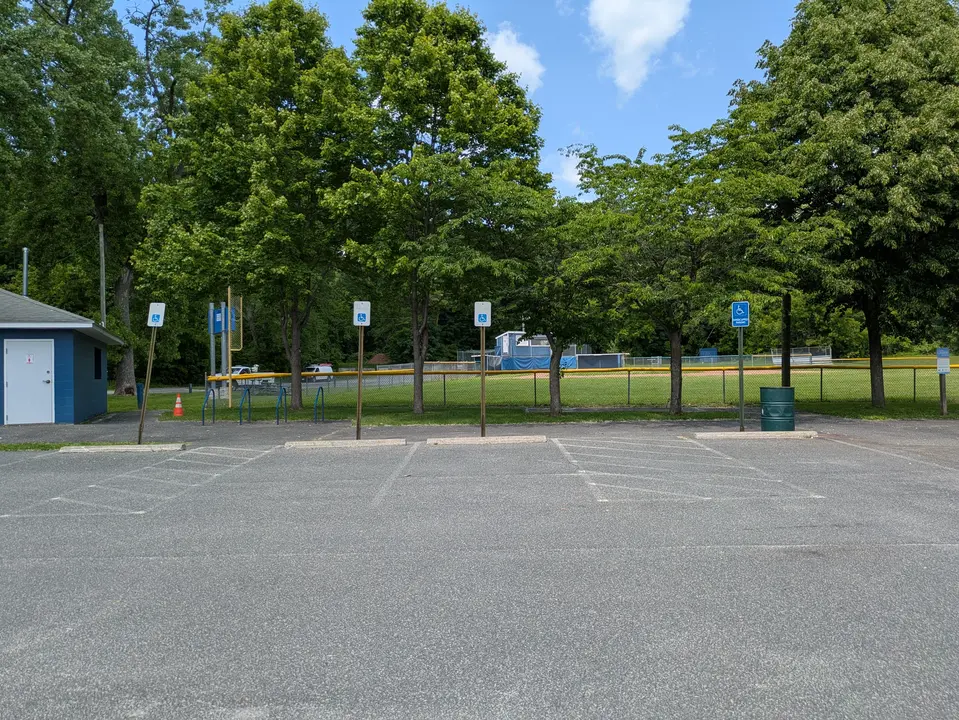 Four of the six total accessible parking spots located right near the entrance to the park