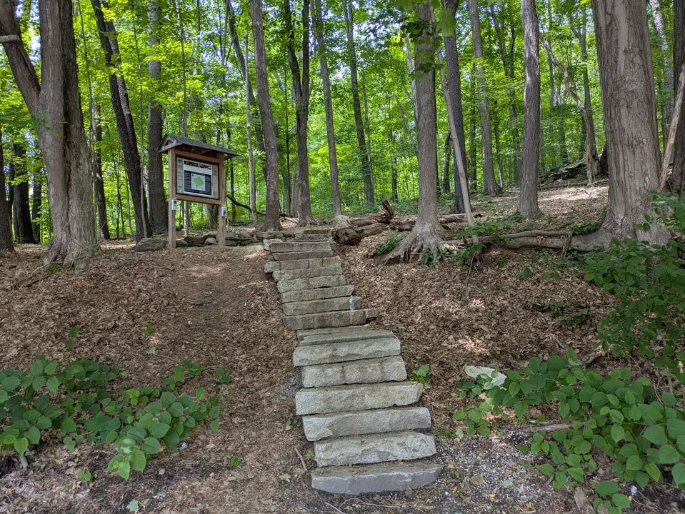 The trail entrance from the parking lot