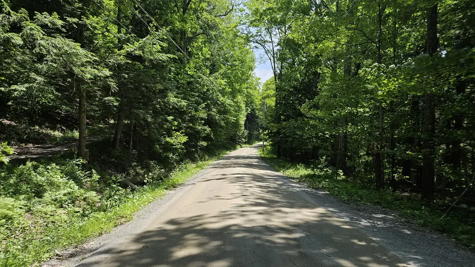 The dirt road leading to the parking area