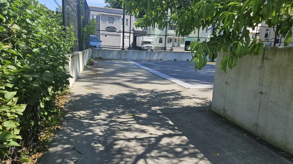 The entrance to the basketball court.
