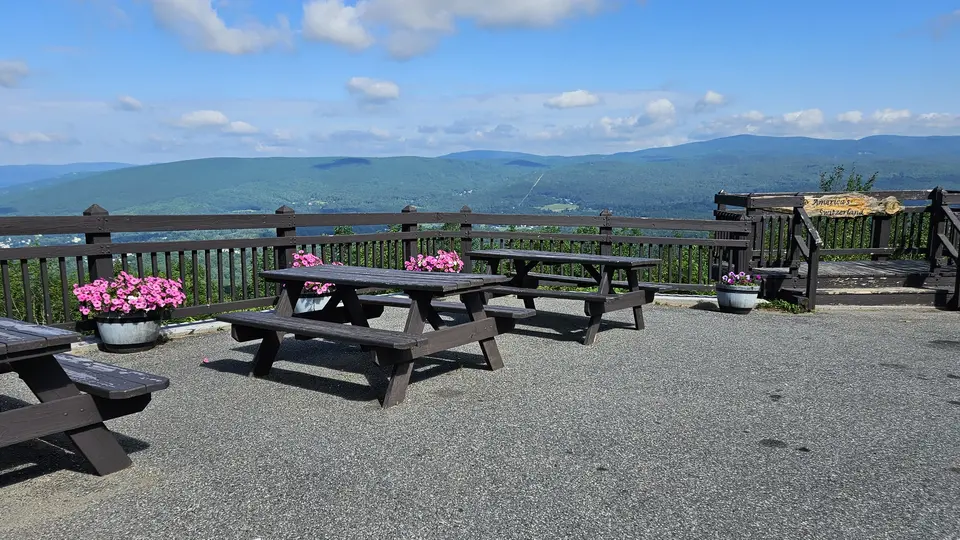 The picnic tables by the overlook.
