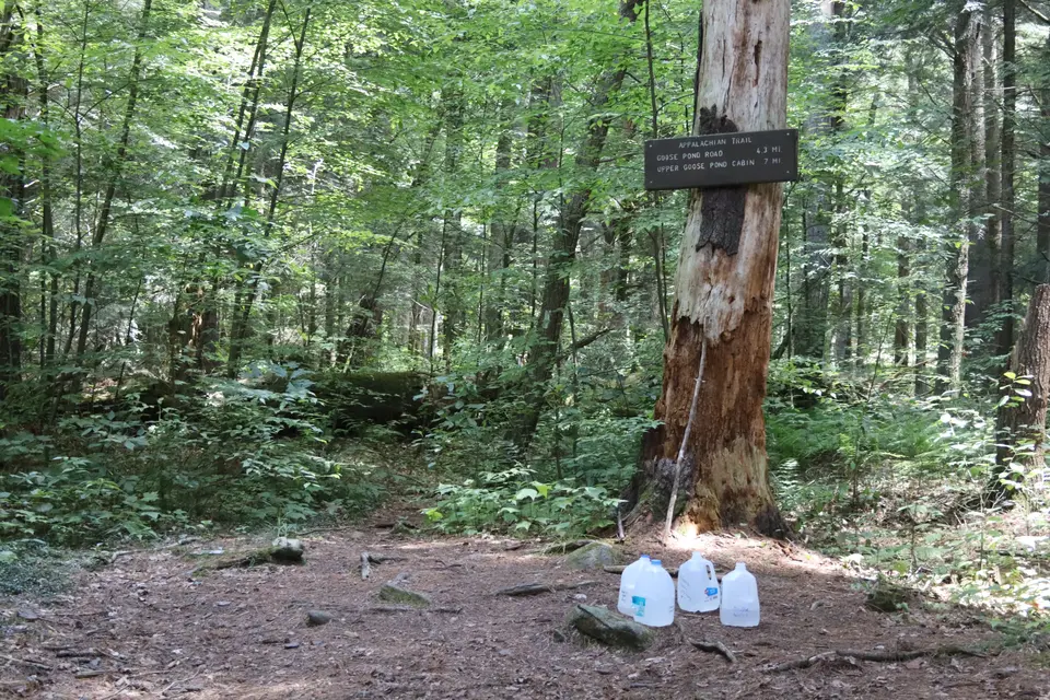 Water station at the intersection of the Appalachian Trail and the northside of Tyringham Road.