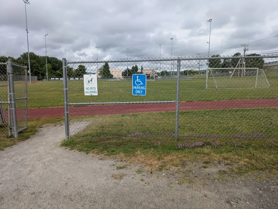 Accessible parking spot by the entrance to the walking track