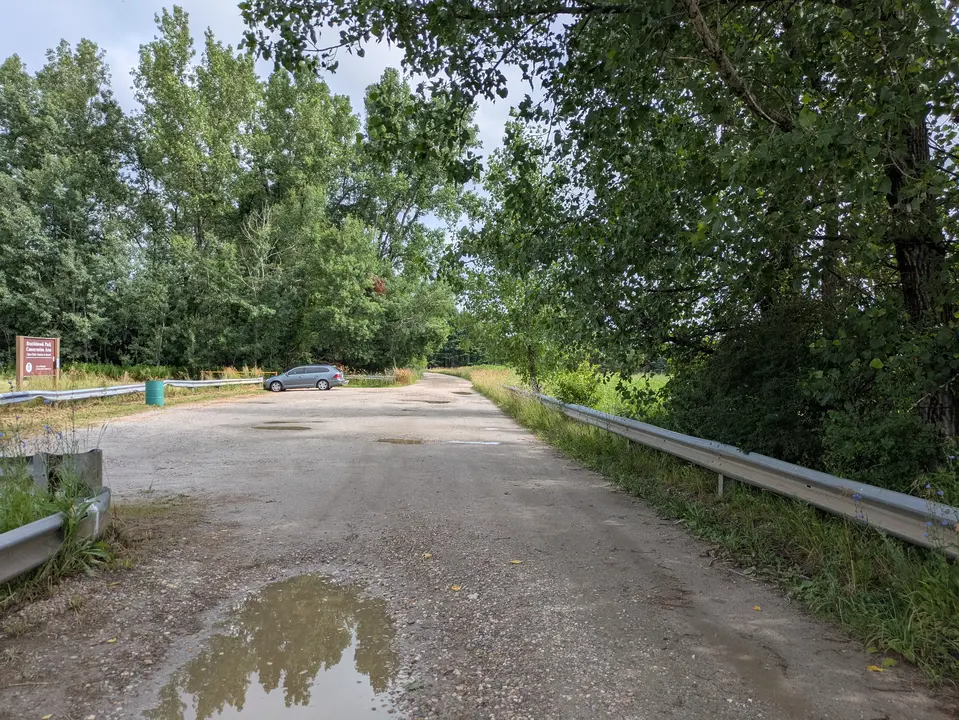 Road entrance and parking area