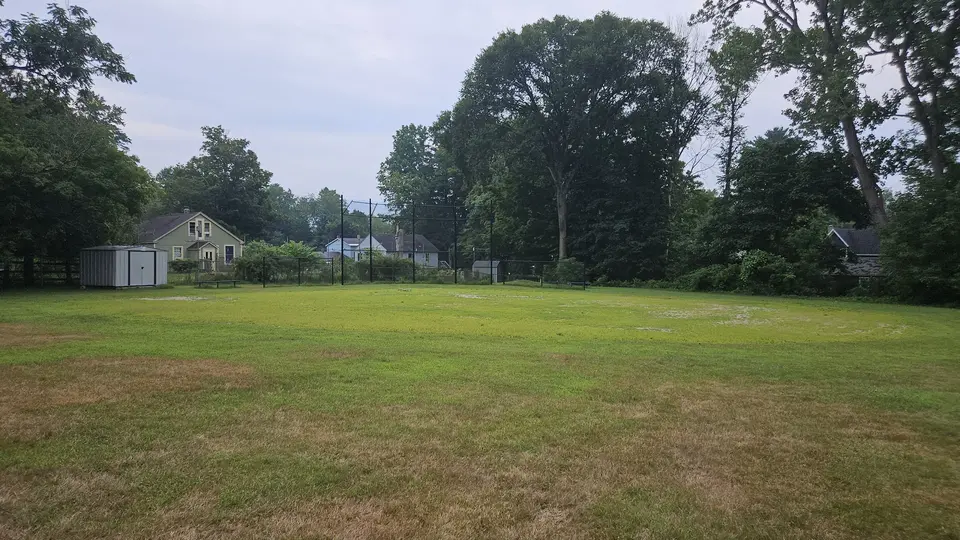 A baseball field near the playground.