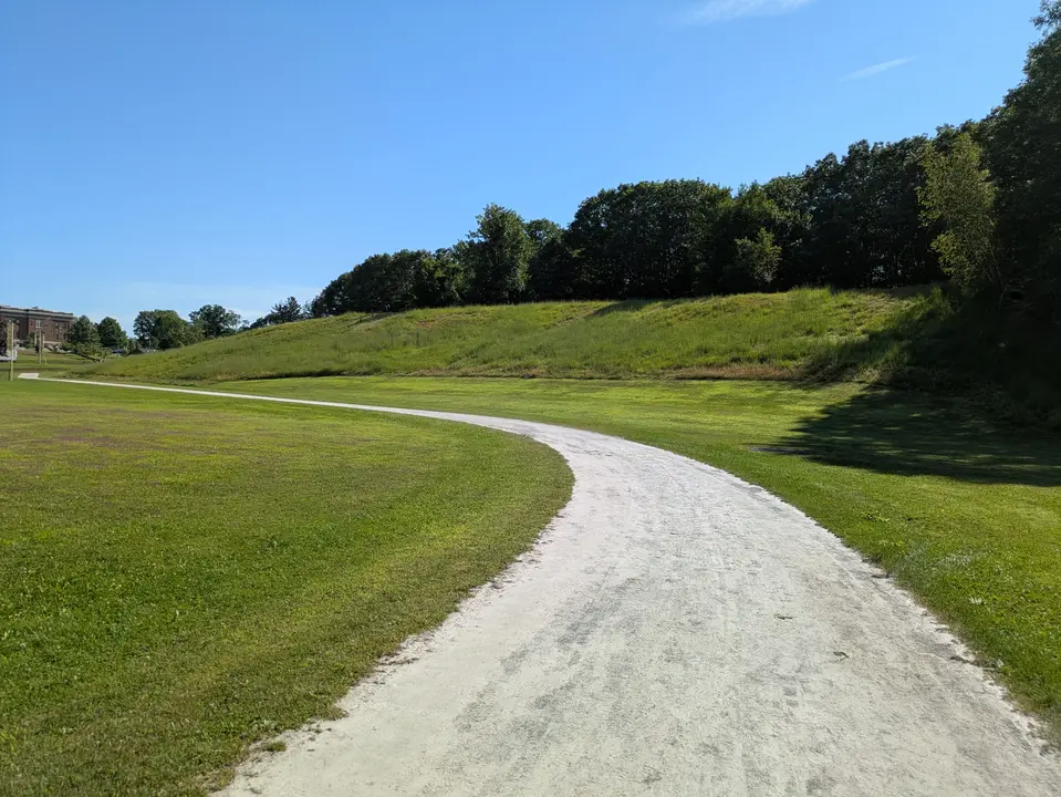 Accessible walking path running around the baseball fields