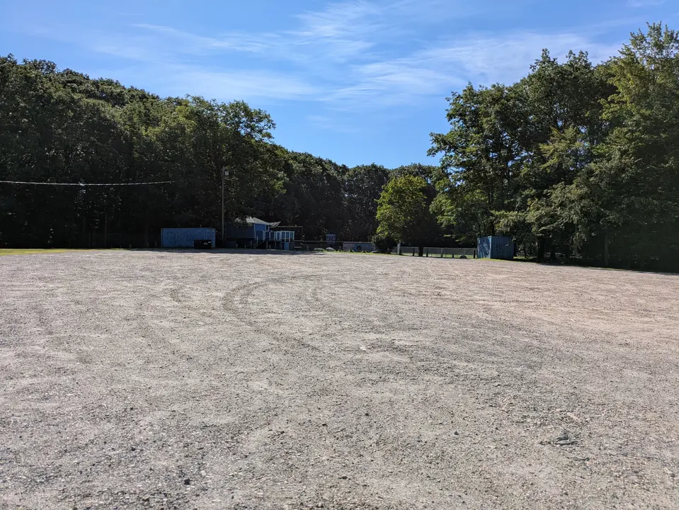 Large gravel parking lot