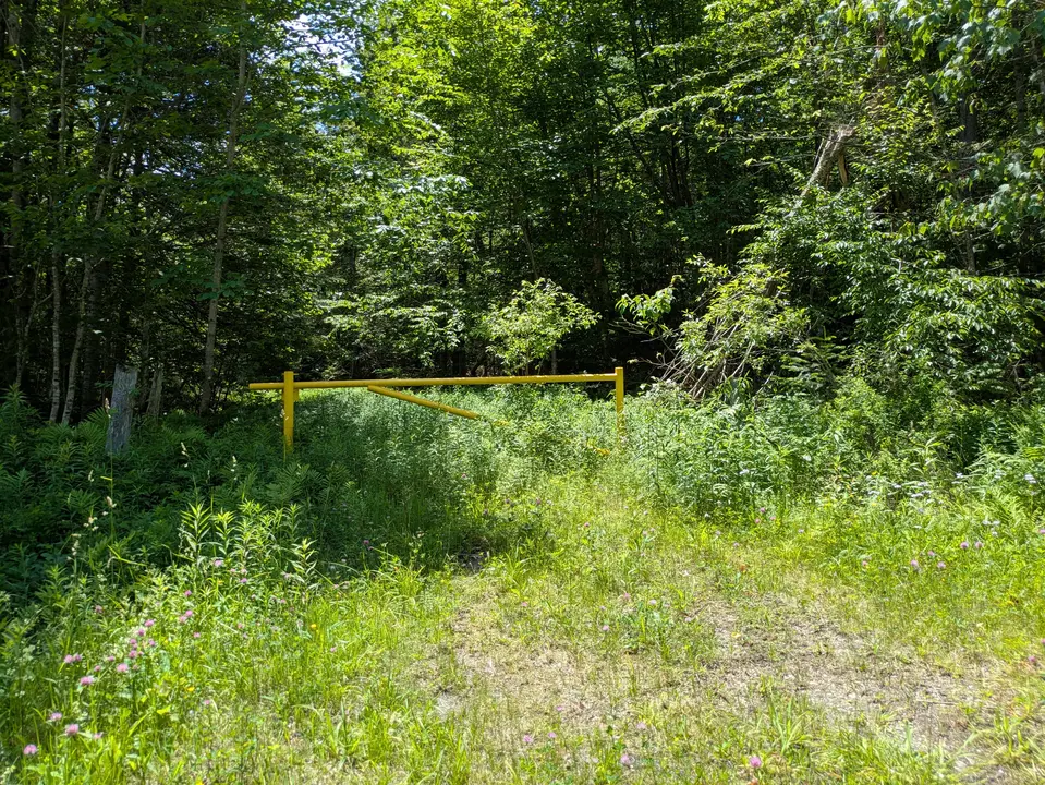 Entrance gate to Peru WMA from East Windsor Road