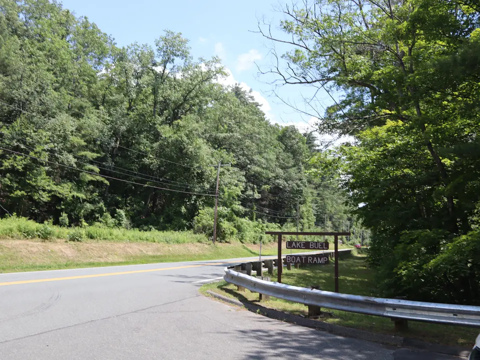 Entrance to Lake Buel Boat Ramp, off Lake Buel Road.
