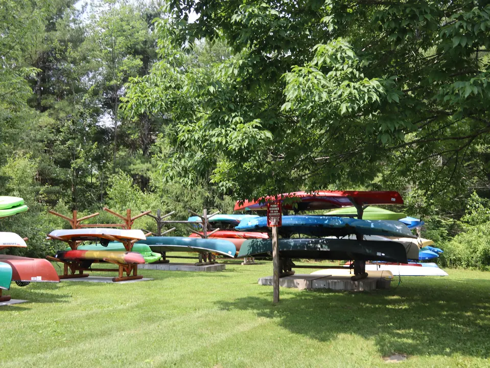 Canoe / Kayak storage for Lake Garfield across Tyringham Road.