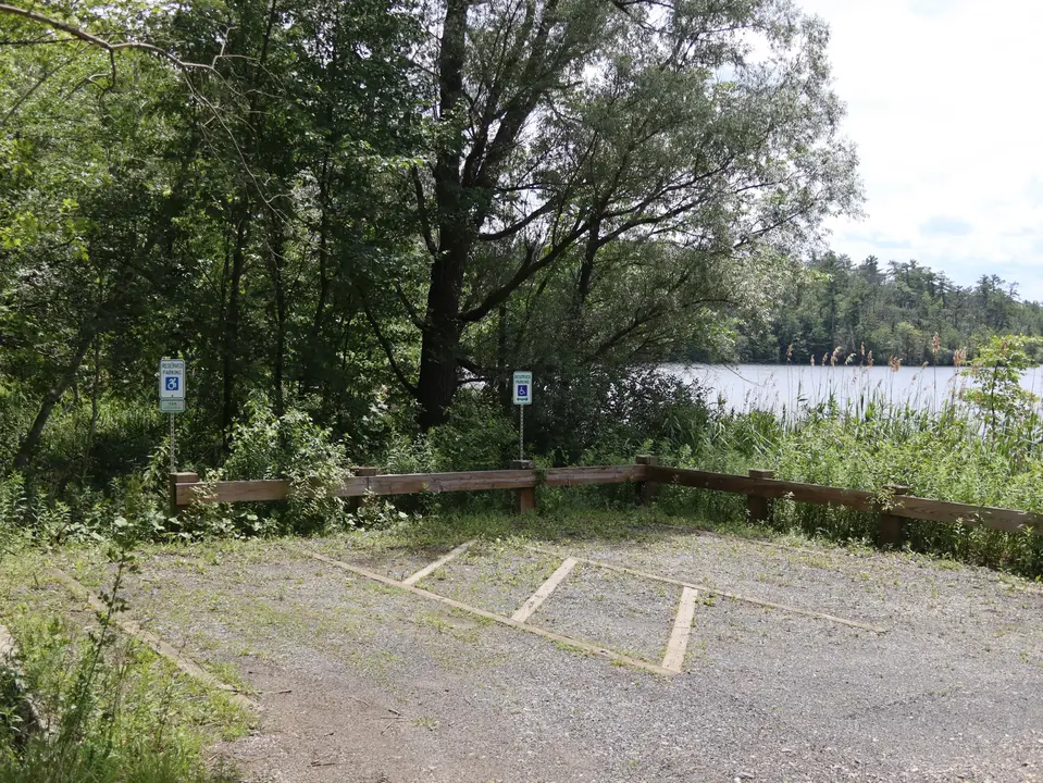 The accessible parking space at Lenox Town Beach.