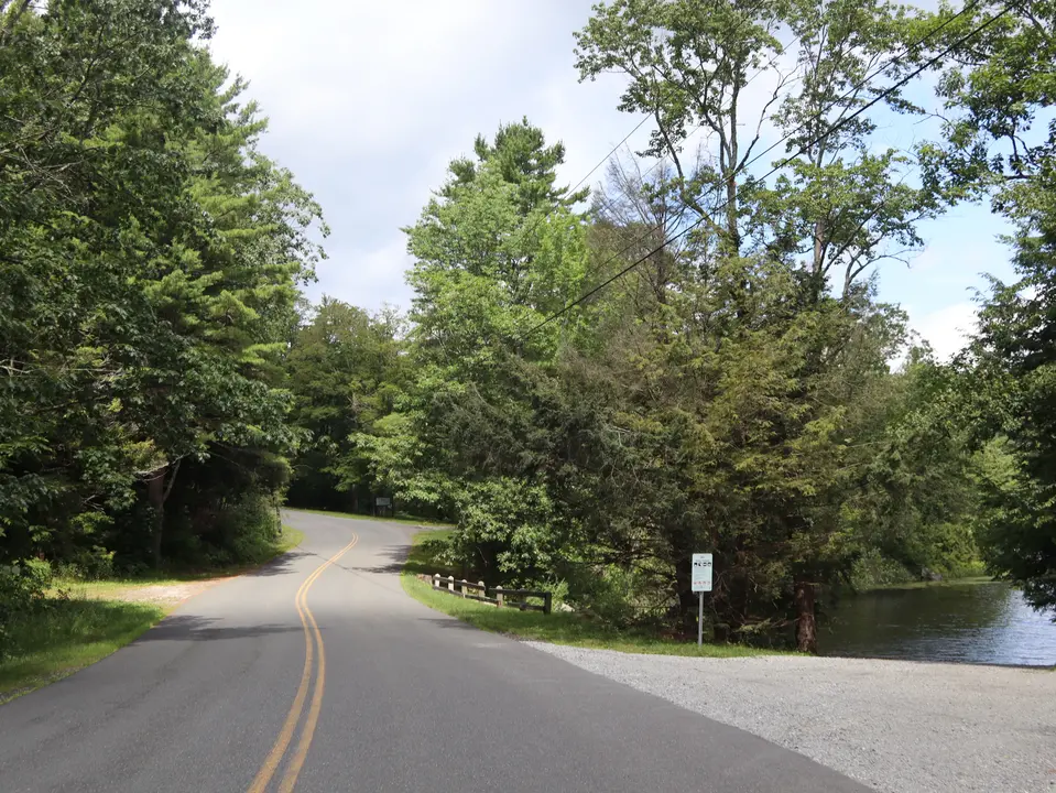 View of Lower Spectacle Pond boat ramp from Cold Spring Road.