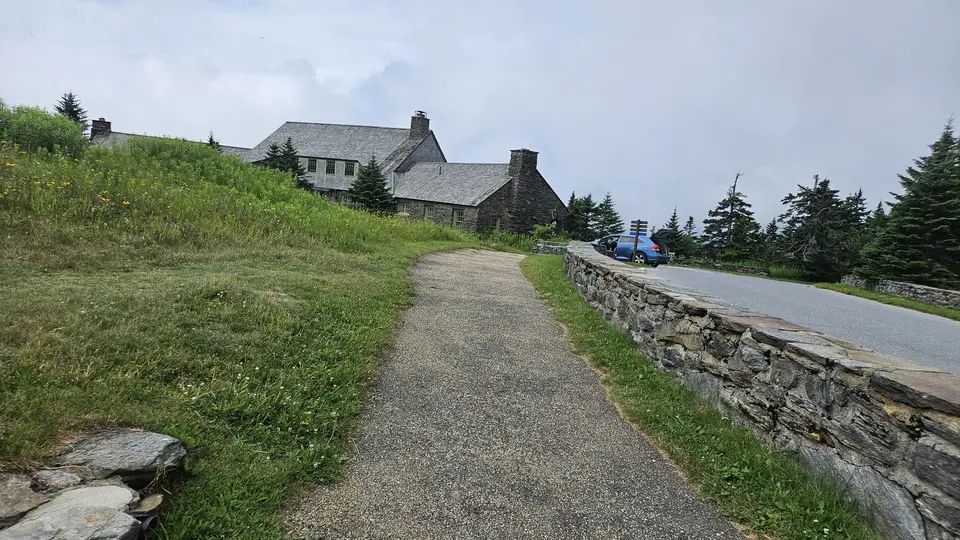 A paved path going towards Bascom Lodge.