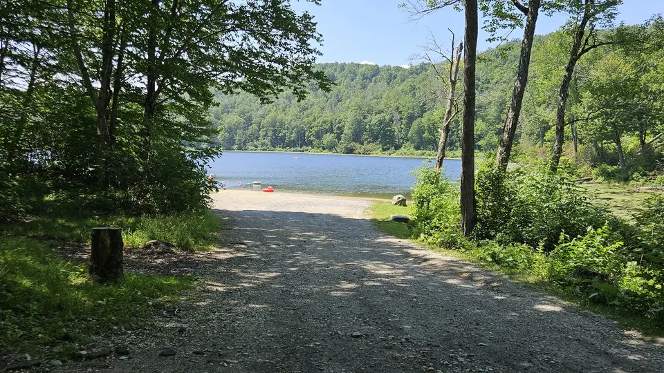 The drive down to the handicap parking spot and water access point.