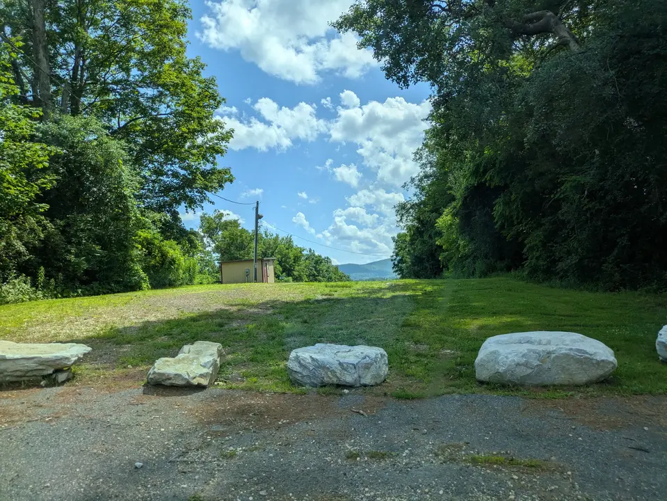 Parking area at the top of the sledding hill