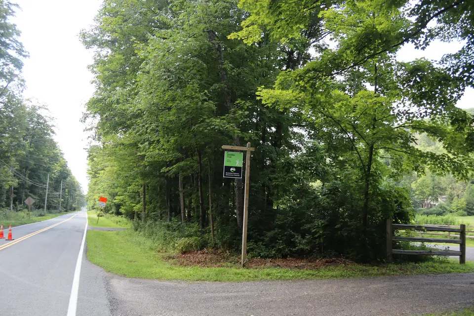 Entrance to the Saddle Trail from West Road, facing South.