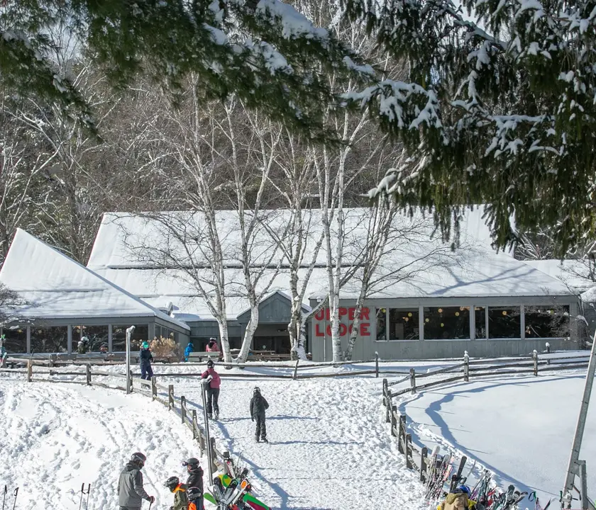 View of the Upper Lodge at Ski Butternut during the winter.