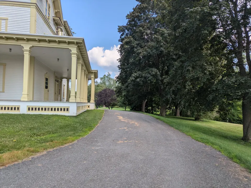 Path running around the side of Springside House