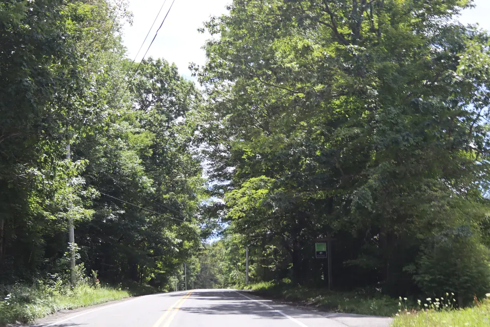 Entrance to the Steadman Pond property (right), off Tyringham Road.