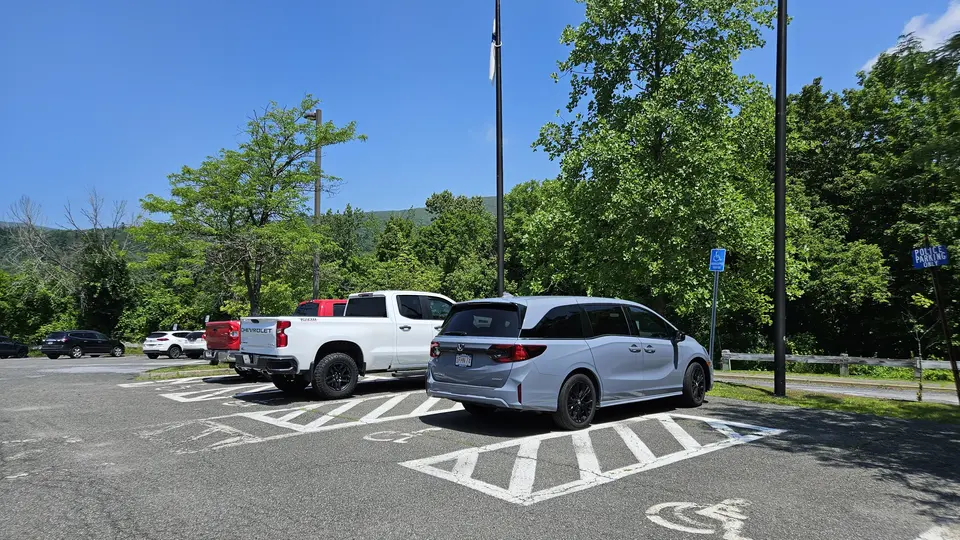 The 3 handicap spots located near the trailhead.