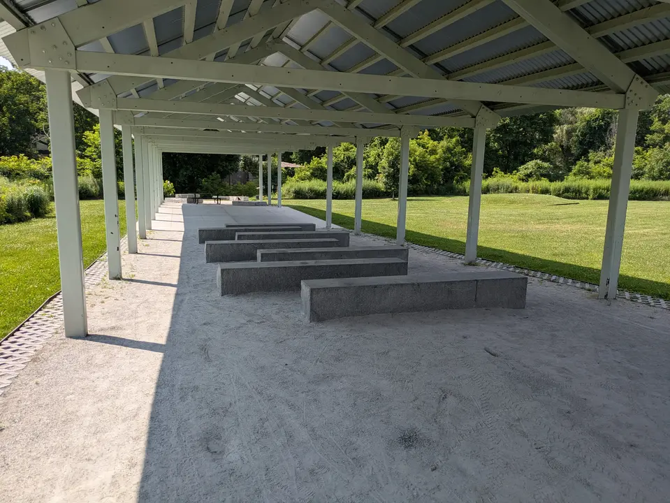 Benches under the pavilion