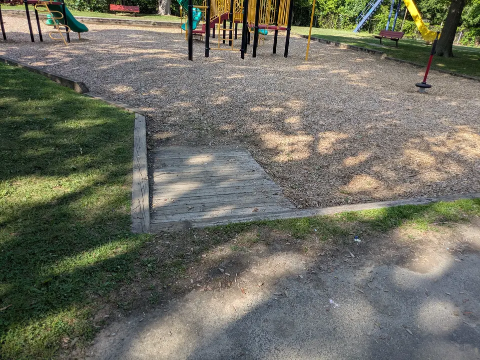 Ramp leading down into playground