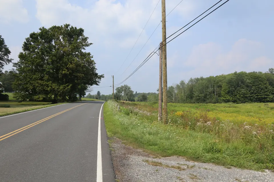Entrance to the Fairfield Brook WMA (right) from Swamp Road, facing north.