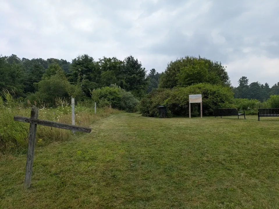 Entrance to walking trails from parking lot