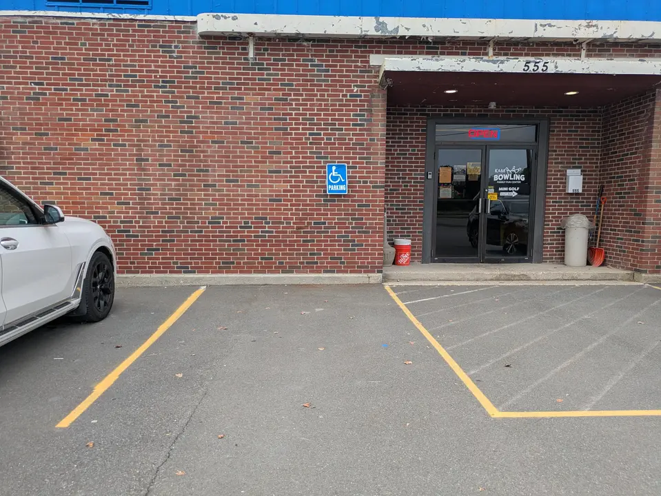 One of the accessible parking space located in front of K&M Bowling