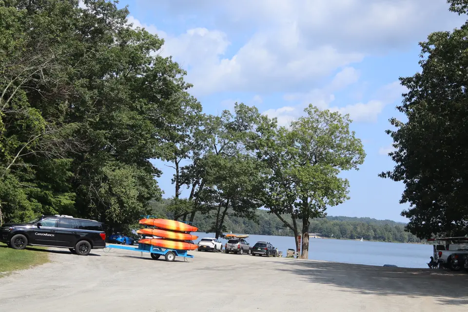 Parking area for the Stockbridge Bowl Boat Ramp.